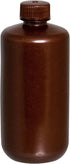 EISCO Reagent Bottle, Amber, 500mL - Narrow Mouth with Screw Cap - HDPE Labs...