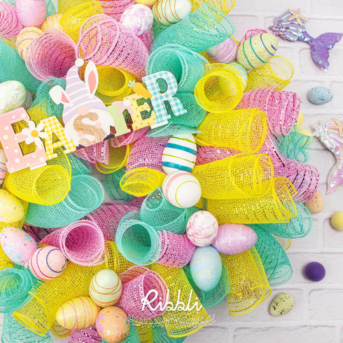 Ribbli 2 Rolls Light Pink Mesh Ribbon,10 inch x 30 feet(10Yard) Each Roll,Metallic Light Pink with Pink Wide Foil,Use for Wreaths Swags,Valentine’...