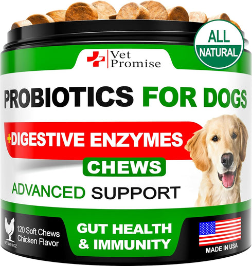 Probiotics for Dogs - Dog Probiotics and Digestive Enzymes for Gut Health, Itchy Skin, Allergies, Immunity, Yeast Balance - Prebiotics - Reduce Di...