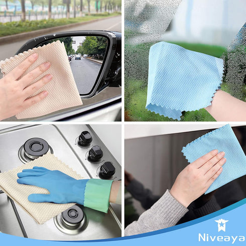 24 Pcs Fish Scale Streak Free Miracle Cleaning Cloth Easy Clean Nanoscale, Microfiber Window Mirror Glass Cleaning Cloth, Lint Free cloth Wine Gla...