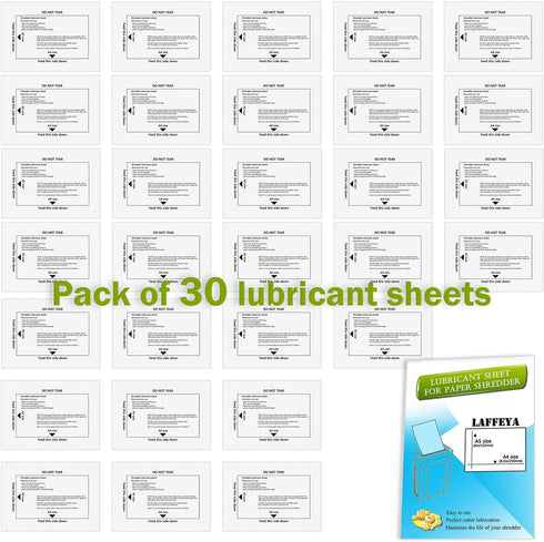 Shredder Lubricant Sheets, Paper Shredder Sharpening, Paper Shredders Lubricating Sheets, Shredder Cleaning Sheets (30 Pack)...