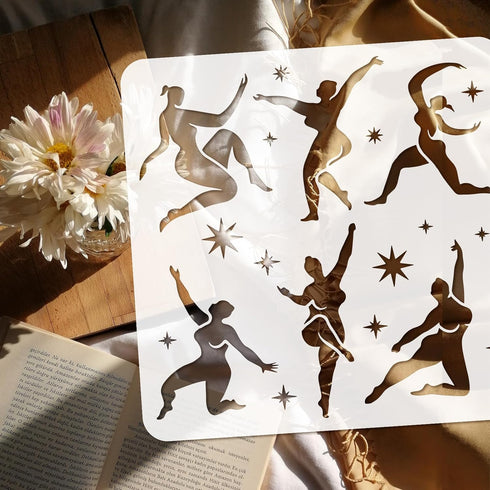 FINGERINSPIRE Dancing with Matisse Painting Stencil 11.8x11.8inch Reusable Dancer Stencils for Painting Dancing Matisse Drawing Template Decorativ...