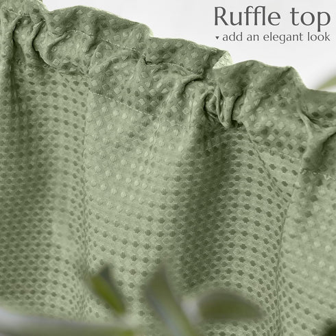 Waffle-Weave Textured Valance for Kitchen Water-Proof Window Curtains (60-inch x 18-inch, Sage, One Panel)...