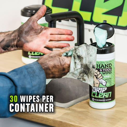 Grip Clean Cleaning Wipes – Hand Cleaner for Mechanics, Heavy-Duty Hand Wipes for Grease & Oil, Cleaning Wipes All Purpose for Tools & Surfaces, W...