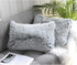 Uhomy 2 Packs Fluffy Accent Pillows Cover 20"x12", Soft Gray Ombre Faux Fur Throw Pillow Case, Modern Luxury Decorative Square Cushion Cover for F...