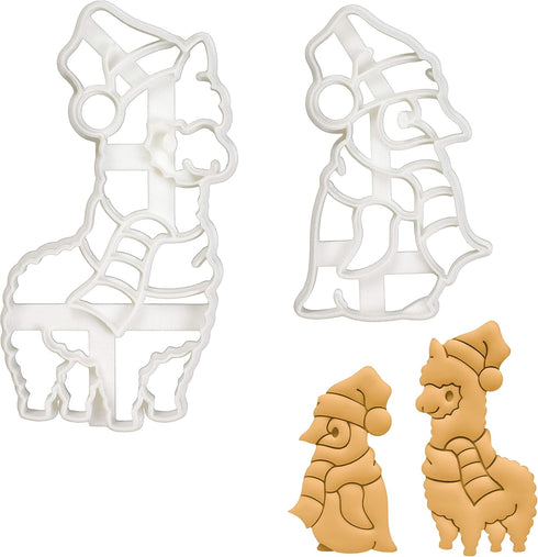 Set of 2 Christmas Animals cookie cutters (Designs: Alpaca and Baby Penguin), 2 pieces - Bakerlogy...