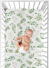 Sweet Jojo Designs Floral Leaf Girl Fitted Crib Sheet Baby or Toddler Bed Nursery - Green and White Boho Watercolor Botanical Woodland Tropical Ga...
