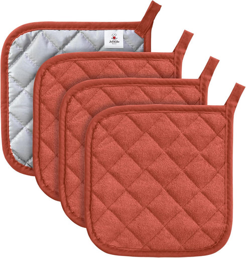 Joyhalo 4 Pack Pot Holders for Kitchen Heat Resistant Pot Holders Sets Oven Hot Pads Terry Cloth Pot Holders for Cooking Baking,Spice...