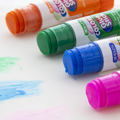 BAZIC Washable Colored Glue Stick 8g/0.28 Oz, All Purpose Acid Glue Sticks for Kids Photos Paper Kids at School Home Office (4/Pack), 1-Pack...