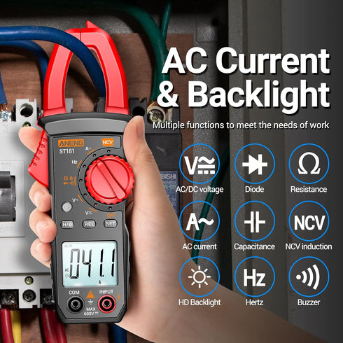 ANENG Digital Clamp Meter Multimeter Tester 4000 Counts with NCV Amp Ohm Volt Measures AC Current, AC/DC Voltage,Capacitance, Resistance, Diodes, ...