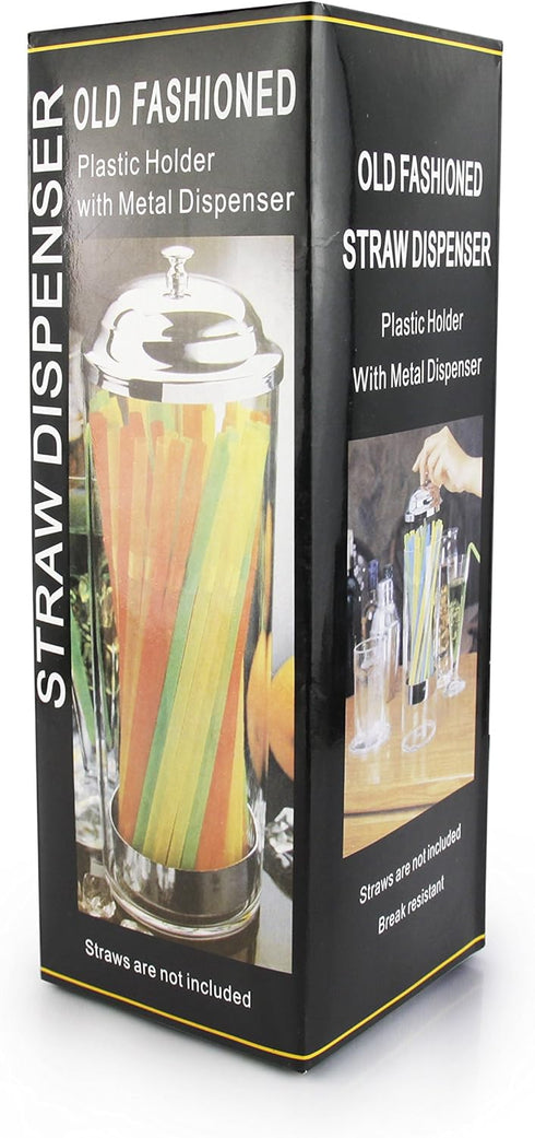 New Star Foodservice 26641 Stainless Steel Straw Dispenser, 3.5-Inch by 10.6-Inch, Clear...