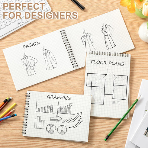 Graph Paper Spiral Notepad A5 Top Wirebound Notepad Grid Notebook Steno Pads Memo Notepads Grid Paper 140 Pages for Writing Sketching Drawing Scho...