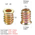 80 Pieces 1/4"-20 Wood Inserts Bolt Furniture Screw in Nut Threaded Fastener Connector Hex Socket Drive for Wood Furniture Assortment (1/4"-20 x15...