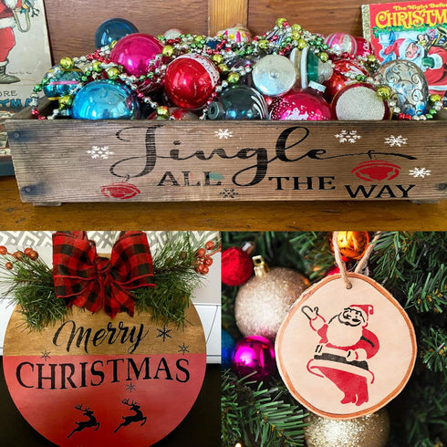 Christmas Stencils for Painting on Wood - Vertical Merry Christmas and Let it Snow Sign - Large Christmas Stencils for Crafts Reusable - Pefect si...