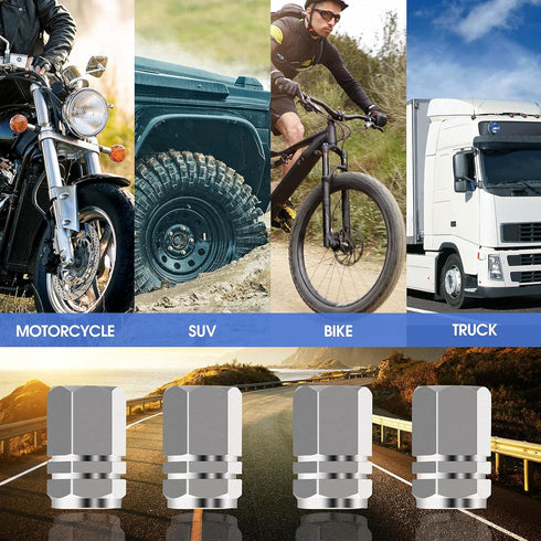 PAGOW 24 Pack Tire Valve Stem Caps with Rubber Ring Seal, Hexagon Heavy-Duty Car Wheel | Dust Proof Airtight | Light-Weight | Universal for Cars S...