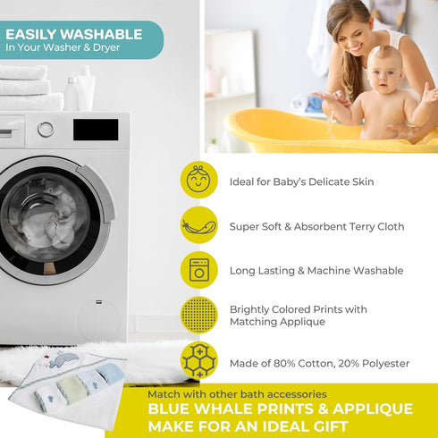 Spasilk Bath Hooded Towels & Washcloths Set for Babies, Hooded Terry Bath Towel & 4 Washcloths, Blue...