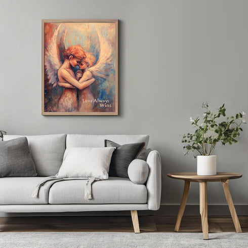 Posterizer 1 pcs-pastel painting style-angels-Valentine's inspired art-Romantic Art-Comedy Art-Gift for Couples boyfriend girlfriend Husband Wife-...