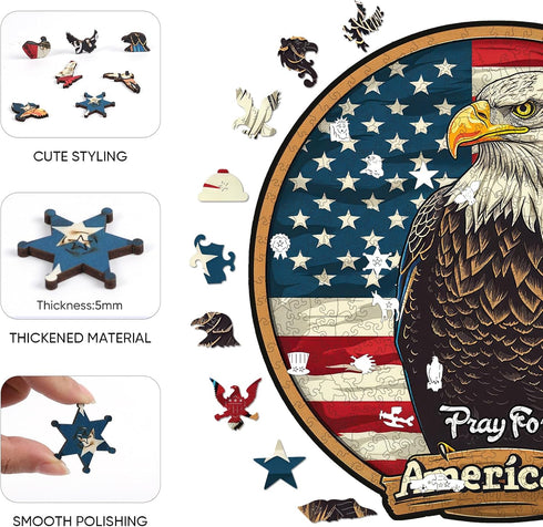Wooden Puzzle for Adults, Eagle Wooden Jigsaw Puzzles(11.1 * 11.2in-200pcs), Beautiful Wooden Puzzle with Box Birthday Gifts for Adults and Kids F...