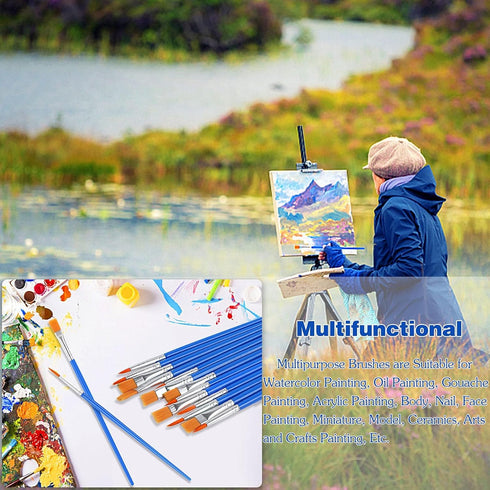 60 Pcs Paint Brushes,Round Flat Small Brush Bulk for Detail Painting...