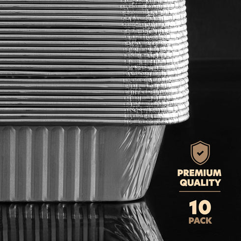 PLASTICPRO 10 Pack 8 Inch Square Aluminum Pans with Lids Disposable Tin Foil Pans Baking Pans Food Storage...