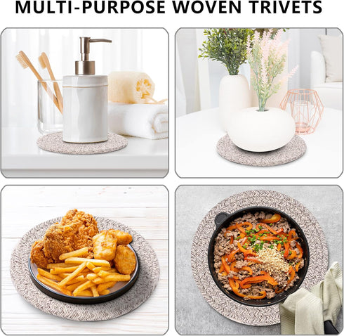 Trivets for Hot Dishes, Trivets for Hot Pots and Pans, 7 Inchs Hot Pads 4 Pcs and Storage Basket for Countertops, Pot Holders for Kitchen, Cotton ...