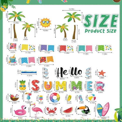 Hello Summer Bulletin Board Decorations Summer Beach Classroom Decor Hawaiian Tropical Palm Cutouts for Back to School Window Wall Home Door Offic...