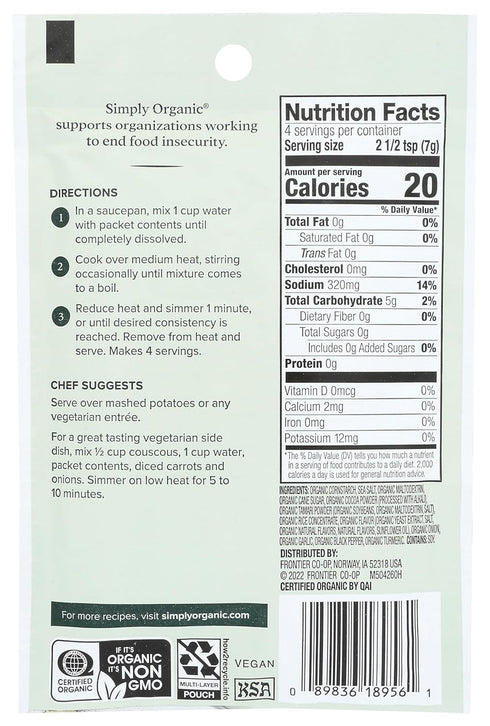 Simply Organic Brown Gravy Mix, Vegetarian, 1 Ounce...
