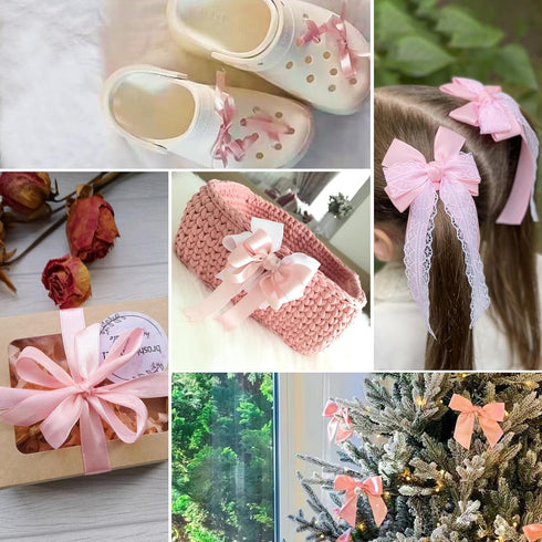 3 Pcs Double Faced Red Pink and White Satin Ribbon,1 inches Continuous 25 Yards,Bouquet Fabric Ribbons, Ribbons for Gift Wrapping, Weddings, Bow M...