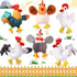 6 Pieces Mini Plush Furry Animal Toys Soft Plush Horse Pig Cattle Rabbit Dog Sheep Hen Doll Stuffed Plush Animals for People Over 3+(Chicken and R...