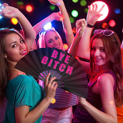 Amyhill Rave Fan 2 Packs Large Folding Hand Fan festival fan Bamboo Chinese iconic fan with Voice for Men and Women Party Performance, Dance, Deco...