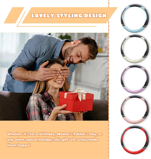 15 Inch Car Steering Wheel Cover with Anti-Slip Lining,Cute & Stylish Car Wheel Cover Car Decorations for All Seasons,PVC Leather Steering Wheel C...