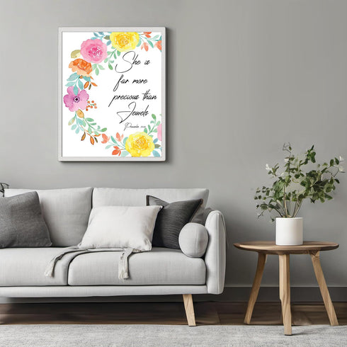 Posterizer 1 pcs-Bible Verse-she is more precious than jewels-Religious Posters-Motivational & Inspirational Art-Gifts for Christians - Gift for D...