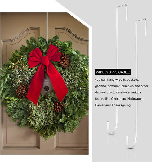 Hotop 15 Inch Wreath Hangers for Front Door Wreath Doors Hangers Steel Material Clothes Towel Hooks Holder Over The Door Hanger Hooks for Christma...
