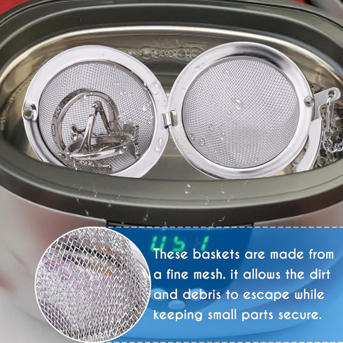 AIERSA Ultrasonic Cleaner Basket, 2Pcs Stainless Steel Basket for Ultrasonic Jewelry Cleaner,Small Part and Jewelry Cleaner Solution...