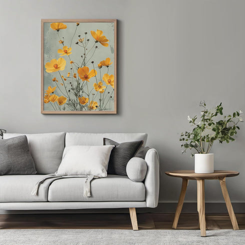 Posterizer 1 pcs-yellow dainty natural flowers-girly aesthetic-Floral & Botanical Art-Abstract & Modern Art-Decor for Home & Office- UNFRAMED Wall...