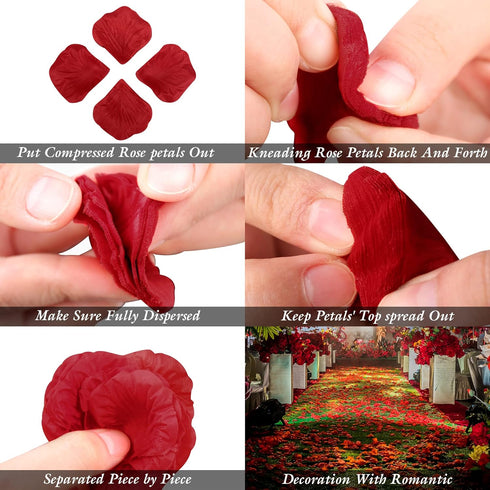Childom 3000 Pcs Silk Rose Petals, Rose Flower Petals Decorations, Fake Rose Petals Roses Artificial Flowers Petals for Wedding, Valentines, Roman...