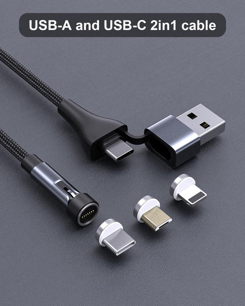 N. NETDOT Magnetic Charging Cable,6in1 Gen12 (6.6ft/3 Pack Black) 18W Fast Charging Magnetic Phone Charger,USB-A and USB-C Magnetic Charger for US...