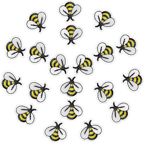 WILLBOND 60 Pieces Bee Embroidered Patches Bee Iron on Patch Cute Applique Patches for Clothing Bags, Jackets, Jeans, Hats, Clothes DIY Decoration...