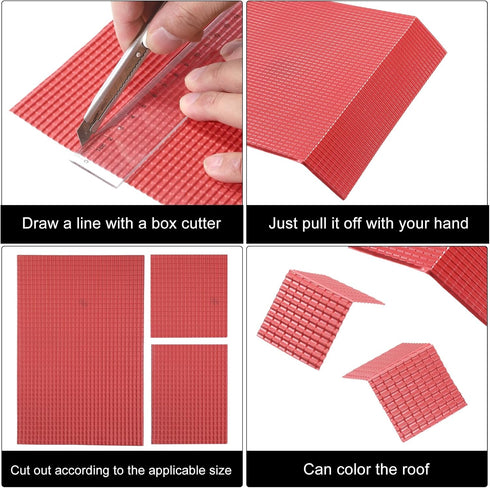 MECCANIXITY Miniature Roof Tiles PVC Model Roof Tiles Mini DIY Tiles Model Building Set for Model Building Dolls Houses Garden Sand Table 29.5x19....