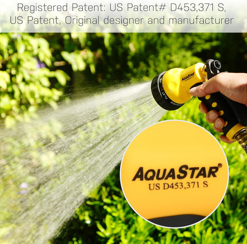 AQUASTAR 7-Pattern Rear Trigger Nozzle(Yellow), Spayer Nozzle, Hose Watering Nozzle, Lawns&Garden, Hose Nozzle Spryer, Adjustable 7 watering patte...