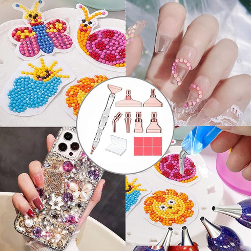 Heyseri 14pcs Diamond Painting Pen, Diamond Art Accessories and Tools Ergonomic Diamond Art Pens Exquisite Metal Diamond Painting Tips and 6 Glue ...