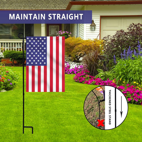 hogardeck Garden Flag Holder Stand, Thickened Pole Sturdy and Straight Premium Yard Flag Holder Weather-Proof Metal Flagpole for American Flag, Ch...