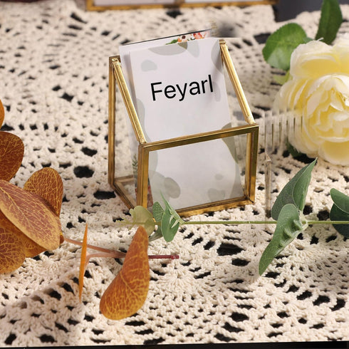 Feyarl Gold Glass Vertical Business Card Holder Business Card Display Stand Clear Name Card Organizer Storage for Office Meeting Desk Countertop...