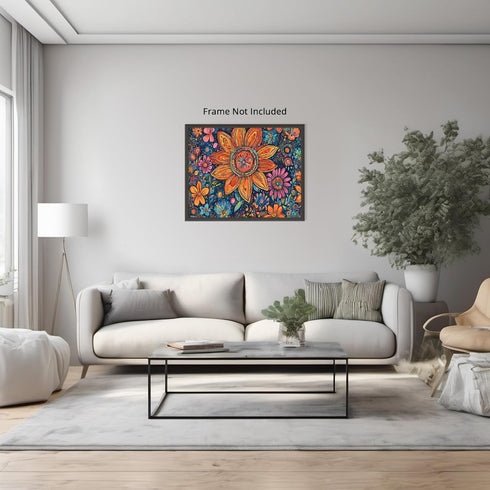 Posterizer 1 pcs- psychedelic funky hippie colorful flowers 2-Fantasy & Fiction Art-Retro Art- Living Room Bedroom Decor- unframed wall art...