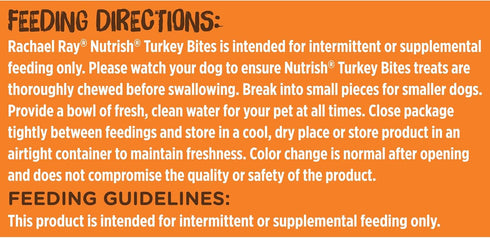 Rachael Ray Nutrish Turkey Bites Real Meat Grain Free Dog Treats, Turkey Recipe with Hickory Smoked Bacon Flavor, 12 Ounces (Packaging May Vary)...