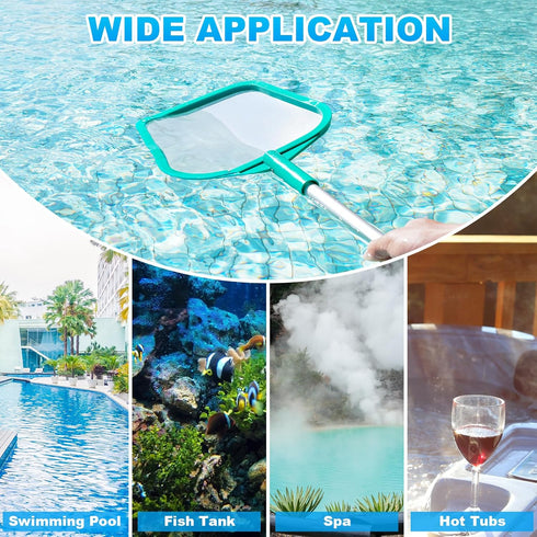Pool Skimmer - Pool Net with Pole, Pool Skimmer Net with Solid Plastic Frame, Skimmer Net with Fine Mesh Net, Hot Tub Skimmer Net...