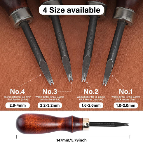 WUTA Leather Edge Beveler,High Carbon Steel Edge Skiving,Leather Wood Handle Leather Tools,Leather Craft Keen Edge Cutting Tool for Beveling,Size ...