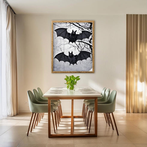 Posterizer 1 pcs- cute gothic print with bats- holloween decor-Gothic Art-Art for Animal Lovers- Living Room Bedroom Decor- unframed wall art...