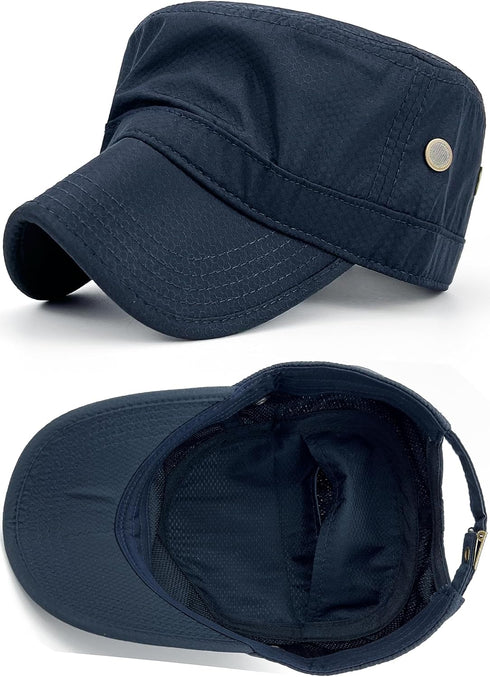 Hidden Pocket Cadet Army Hat Quick Dry Military Style Flat Top Baseball Dad Sun Cap...