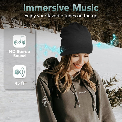 2023 Bluetooth Beanie, Wireless Beanie Headphones, Stylish Sleek Shape Bluetooth Hat, HD Stereo Sound, Built-in Mic, Tech Gifts for Men Women Frie...